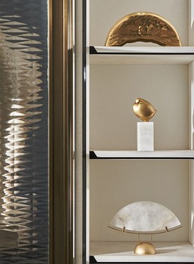 售楼处营销中心展示柜书房电视柜背景墙中式装饰石头雕塑艺术摆件