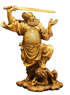 善缘堂 铜钟馗神像钟魁铜像斩妖家用桌面精品彩铜摆件小号