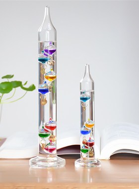 伽利略彩球温度计创意装饰办公室客厅玻璃悬浮摆件生日学生礼物