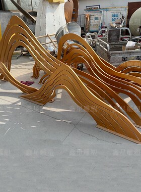 户外不锈钢镂空假山雕塑水景切片线条山形定制园林景.观地产摆件