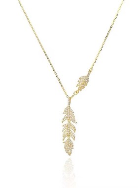 项链女2022年新款小众设计感高级秋冬轻奢气质羽毛挂件毛衣锁骨链