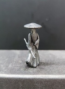 纯铜做旧32mm迷你侠客剑客刀客人物意境小摆件奇石盆景微景观造景