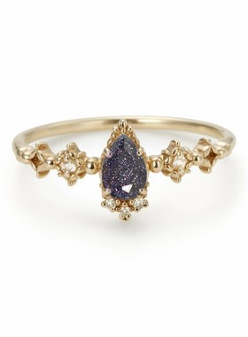 日系轻奢圣诞款 初雪水晶 小清新紫水晶花瓣蕾丝花朵银戒指 925银