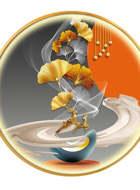 LED带灯抽象圆形玄关装饰画现代轻奢入户走廊客厅卧室发光挂壁画