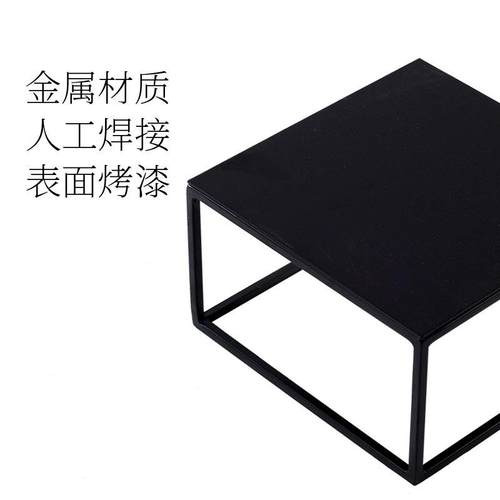 中式黑色金属小型铁架底座工艺品摆件茶桌盆栽铁艺置物展示架摆设 - 图0