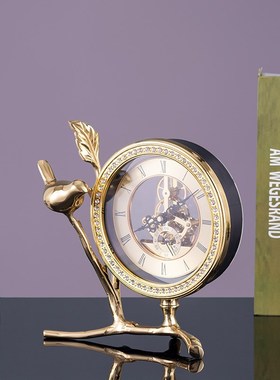 速发客厅创意轻奢华座钟摆件桌面台式台钟美式坐钟家用个性摆钟