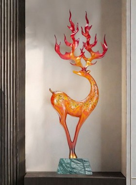 新中式高档鹿摆件客厅玄关柜电视柜壁龛公司大气乔迁开业新居礼品