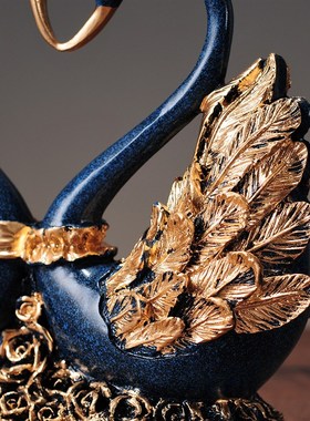 天鹅摆件家居装饰品陶瓷电视柜酒柜客厅玄关乔迁结婚礼物创意花瓶