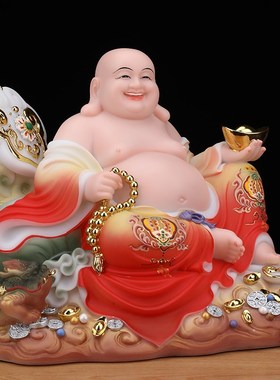 玉石大肚弥勒佛菩萨佛像宽体笑佛招财家用供奉店铺汉白玉摆件客厅