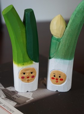 《葱明伶俐》手工木雕小摆件木质雕刻可爱书桌装饰品中考学生礼物