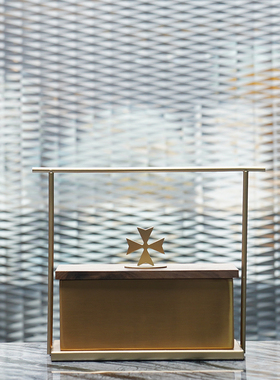 新中式创意金属提盒摆件书房办公桌艺术工艺礼品摆饰样板间电视柜