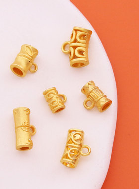 diy古法哑金饰品配件镂空福字三通管竹节弯套管编织连接吊坠材料