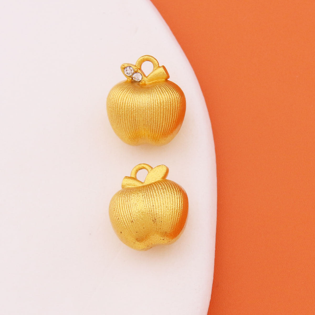 保色金拉丝苹果吊坠镶嵌款挂坠手工编织手链项链diy饰品配件批发,淘宝优惠券,粉丝福利购,淘宝优惠卷