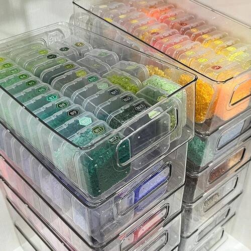 珠子收纳盒套装米珠方形透明防尘塑料首饰盒渔具串珠螺丝整理盒 - 图0