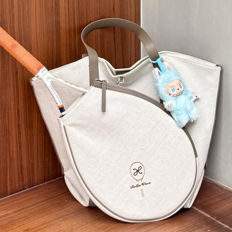 RW045|亚麻真皮老钱静奢clean fit单肩子母可拆卸三种背法网球包 - 图2