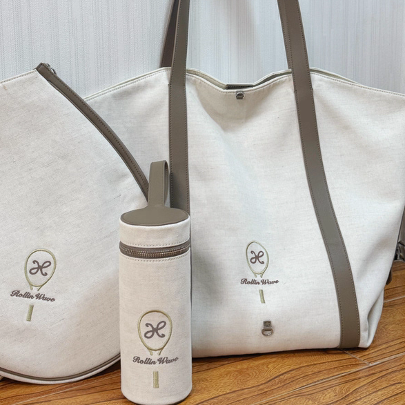 RW045|亚麻真皮老钱静奢clean fit单肩子母可拆卸三种背法网球包 - 图1