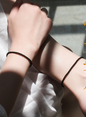 普陀山黑a绳手链手工编织女红绳超细脚链简约男生黑色小手绳情侣