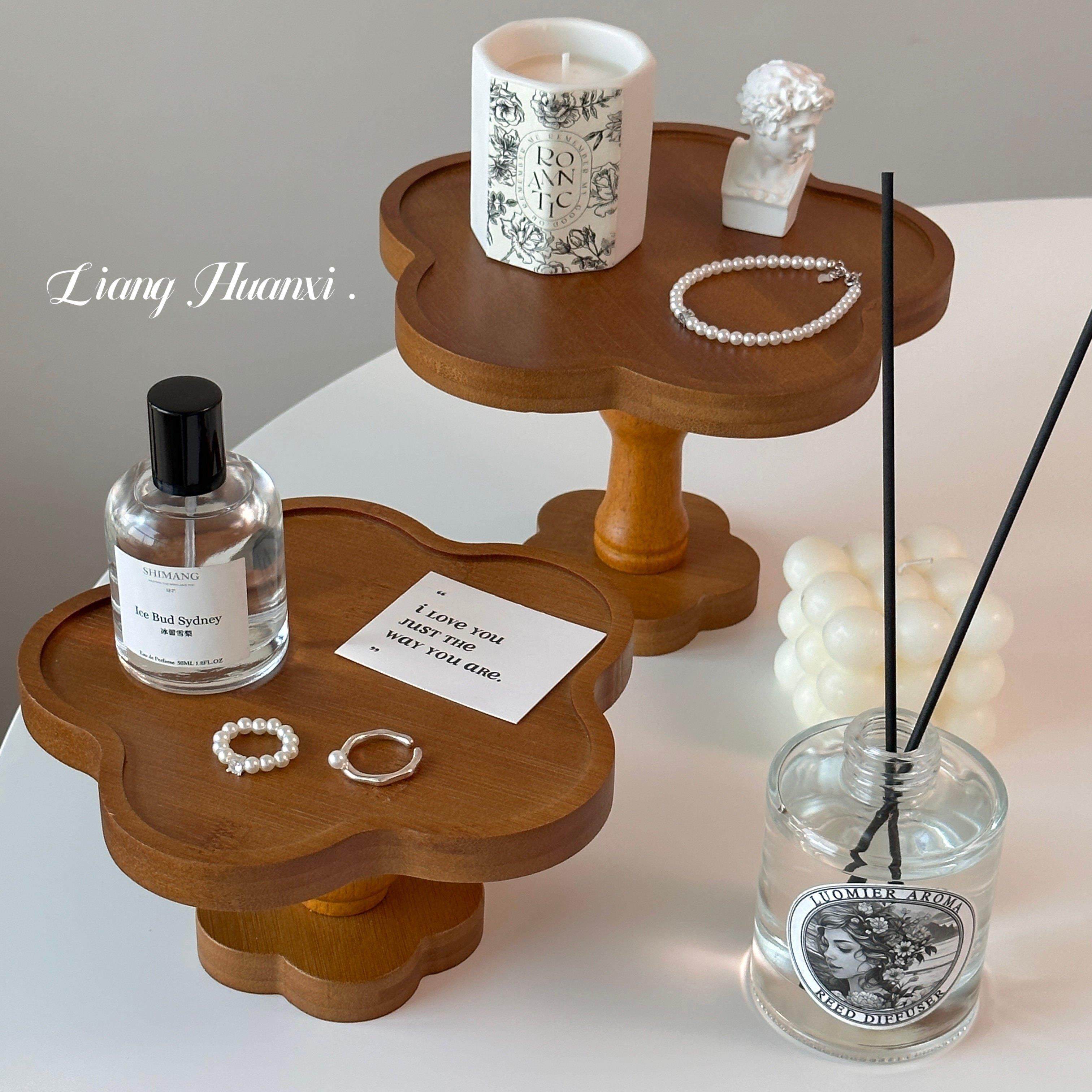 花朵木质香薰托盘高脚香水置物架首饰托盘化妆品收纳玄关钥匙收纳,淘宝优惠券,粉丝福利购,淘宝优惠卷