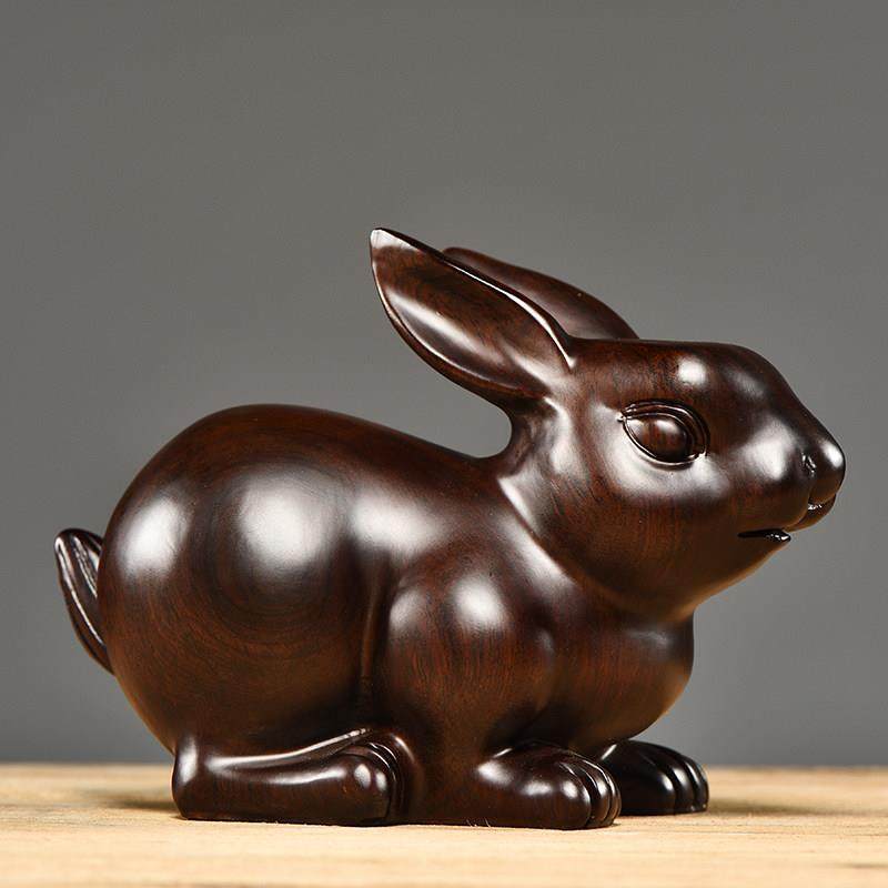 黑檀木雕兔子摆件十二生肖兔家居客厅玄关装饰摆设实木雕刻工艺礼,淘宝优惠券,粉丝福利购,淘宝优惠卷