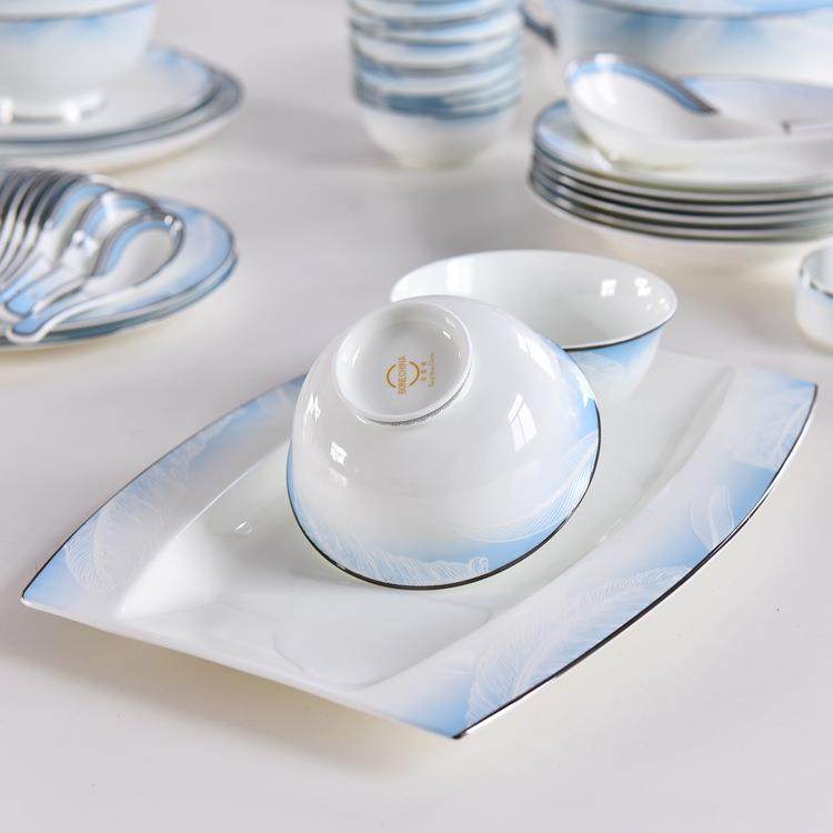 白金边陶瓷家用餐具日用米饭碗餐厅热菜盘子骨质瓷碗盘碟套装,淘宝优惠券,粉丝福利购,淘宝优惠卷