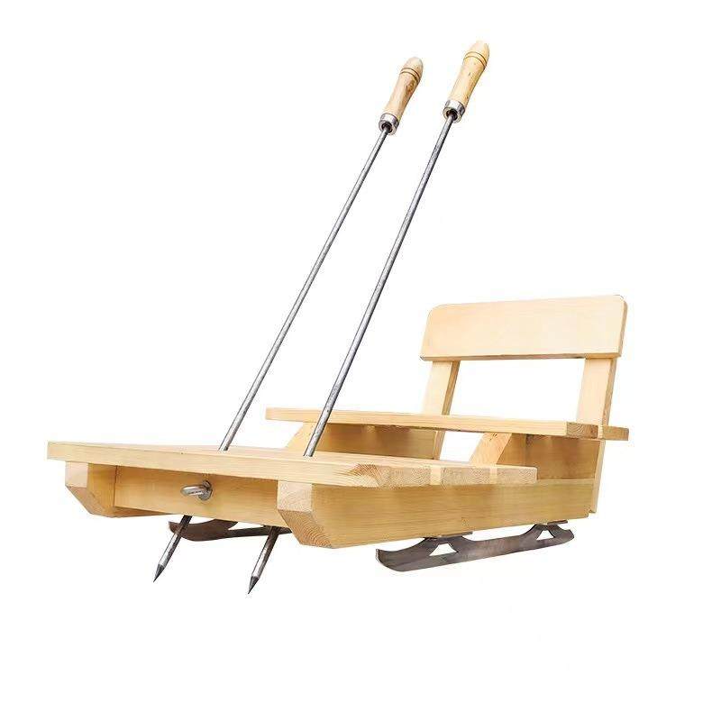 冰车儿童户外成人双人单人单腿驴东北老式冰爬犁冰锥实木滑冰车 - 图3