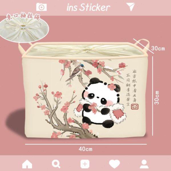 Ancient style panda dirty clothing basket bathroom household dirty clothing basket fabric dirty clothing storage basket large-sized dirty clothing basket foldable