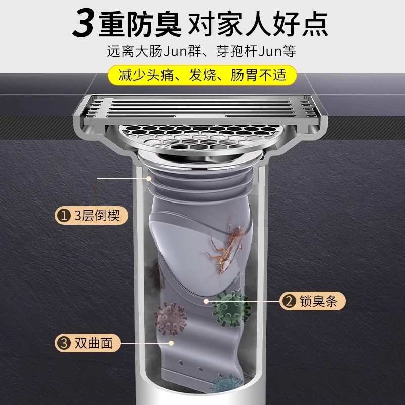 地漏防臭器卫生间通用下水管防返臭神器管硅胶芯内芯厕所防虫反味 - 图0