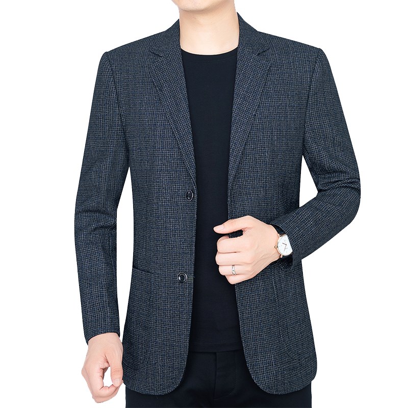 中年男士西装外套春秋薄2024新款爸爸秋季单件中年休闲西服上衣男 - 图3