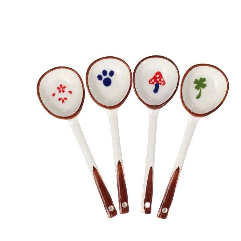 家用陶瓷勺创意印花汤勺家用餐具长柄勺光滑不刺嘴家用勺勺子套装,淘宝优惠券,粉丝福利购,淘宝优惠卷