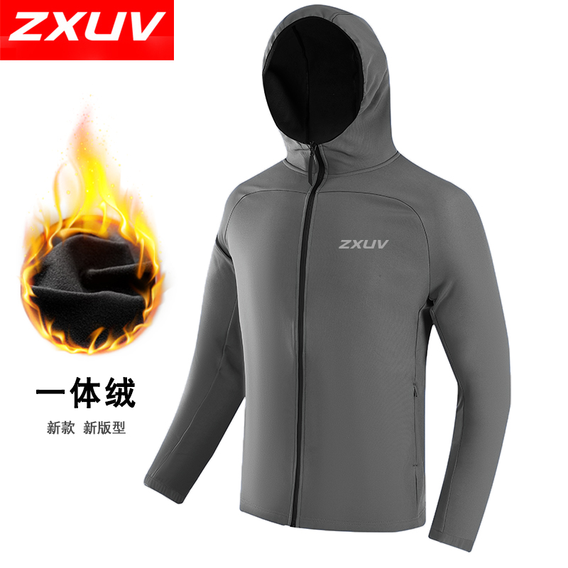 ZXUV135男女款冬季外套连帽加绒跑步户外运动外套运动休闲外套 - 图3