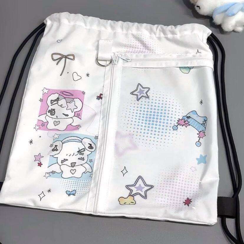 布袋痛薄巧星波点抽绳痛包双肩娃包女大容量谷物养上课通勤帆背包,淘宝优惠券,粉丝福利购,淘宝优惠卷