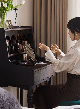美式简约现代多功能小户型卧室书桌化妆桌法式实木梳妆台收纳柜