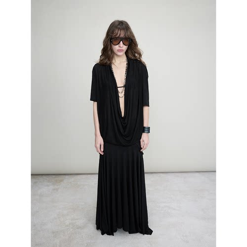 DIONYS*Héra Draped Neckline Top 「赫拉」雕塑荡领微透羊毛T恤 - 图3