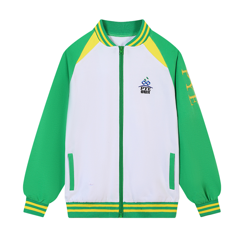 广州番禺区中小学生校服秋冬季拉链衫外套长袖纯棉绿色冬长裤套装 - 图3