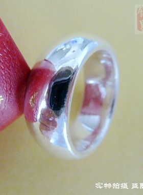 999纯银光面泥鳅背戒指戒指手工简约男女情侣对戒送妈妈生日礼物