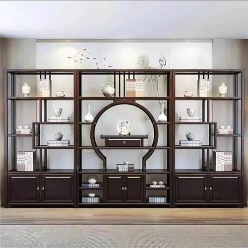 新中式博古架摆组件客厅展示配装饰无品牌/品柜书房茶室合搭实木 - 图1