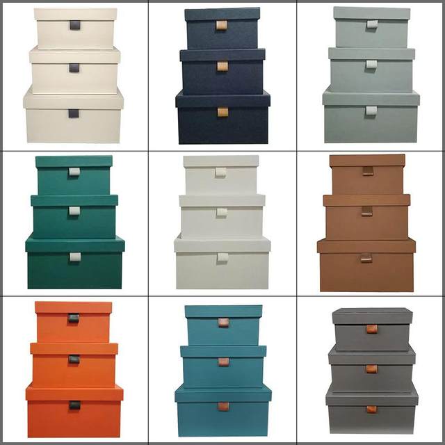 Manufacturer direct supply creative Chinese soft furnishing small leather button-up space cover storage box cloakroom sorting box sample room box