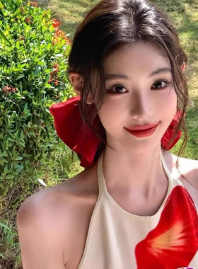 法式缎面红色大肠发圈