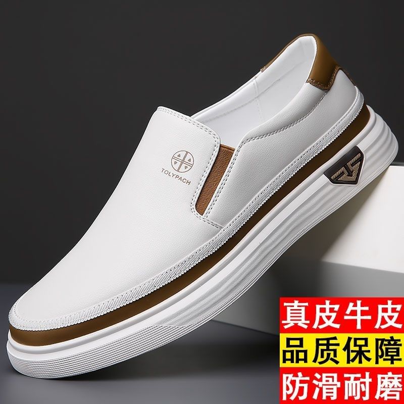 Leather shoes for men 2025 new sandals genuine leather men's casual shoes spring and summer breathable hole shoes sneakers white shoes men's shoes