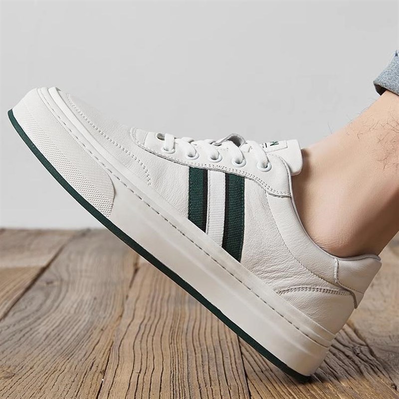 New trendy sneakers for men 2023 summer genuine leather men's casual leather shoes versatile breathable white shoes hole-in-the-wall sandals