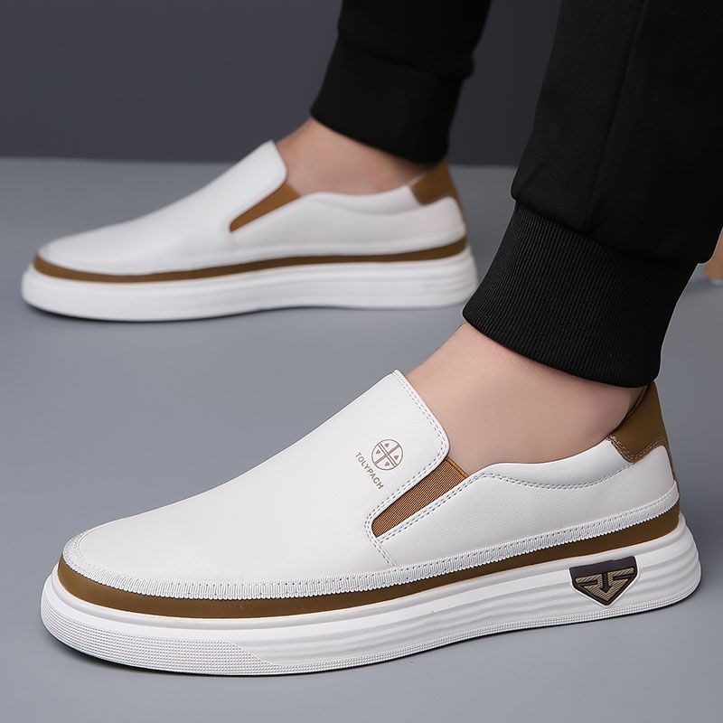 Leather shoes for men 2025 new sandals genuine leather men's casual shoes spring and summer breathable hole shoes sneakers white shoes men's shoes