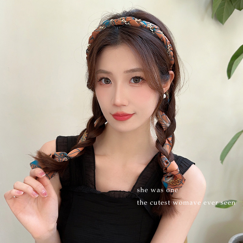 发带女2025新款高端编发飘带发箍绑发头箍一体高级感发卡丝巾头饰
