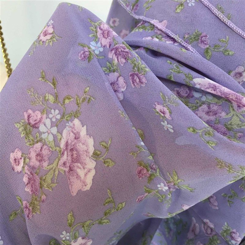 碎花法式V领衬衫女喇叭袖设计感甜美小衫荷叶边紫色雪纺衫上衣潮,淘宝优惠券,粉丝福利购,淘宝优惠卷