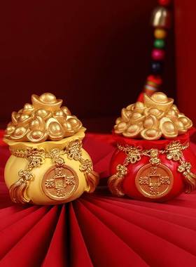 新款家居招财进宝金钱袋装饰摆件树脂工艺品迷你财源滚滚桌面装饰