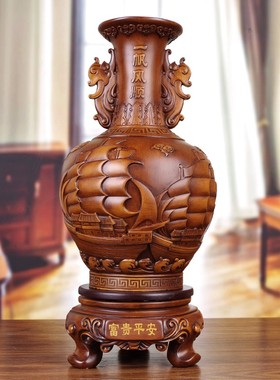 速发花瓶摆件大号一对 简约中式装饰品 一帆风顺大展宏图花瓶摆设