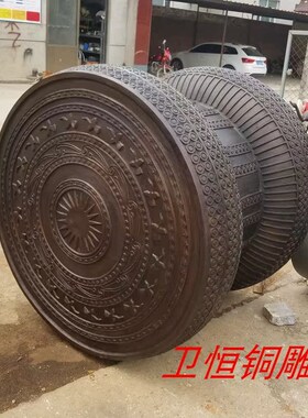 速发大型纯铜铜鼓广西少数民族广场园林景观雕塑腰鼓铜鼓摆件