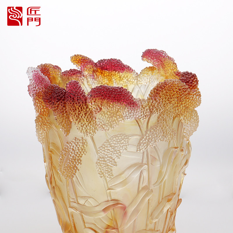 琉璃花瓶锦绣红高粱花瓶摆件家居客厅玄关装饰品摆设新房乔迁礼品,淘宝优惠券,粉丝福利购,淘宝优惠卷