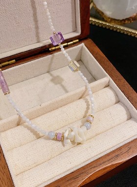 甜美可爱珠项链女小众多巴胺彩色锁骨链时尚百搭个性设计感配饰品