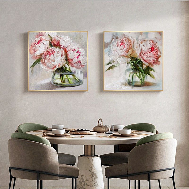 手绘粉色牡丹花卉花开富贵客厅挂画现代温馨卧室玄关餐厅墙装饰画,淘宝优惠券,粉丝福利购,淘宝优惠卷