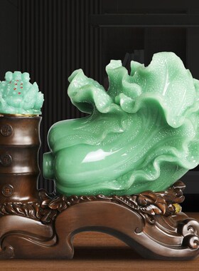 工艺品招财玉白菜摆件招财旺业办公室装饰公司前台开业送礼